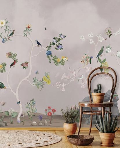 chinoiserie tapet väggmålning med fåglar chinoiserie tapet väggmålning med fåglar
