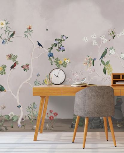 chinoiserie tapet vægmaleri med fugle