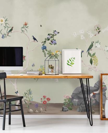 papier peint mural chinoiserie avec oiseaux papier peint mural chinoiserie avec oiseaux