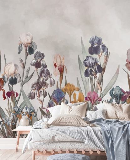 growing iris floral wall mural