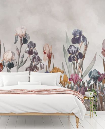 fresque murale florale en croissance d'iris