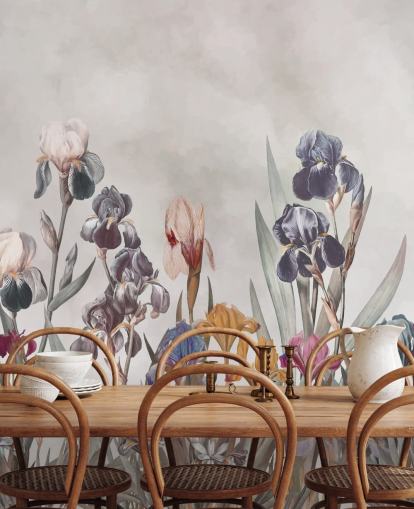 voksende iris blomsterveggmaleri voksende iris blomsterveggmaleri