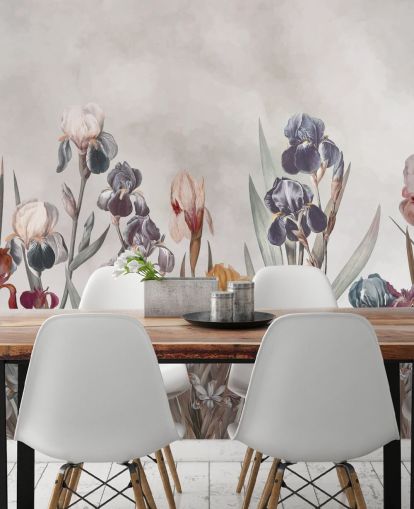 voksende iris blomstervægmaleri