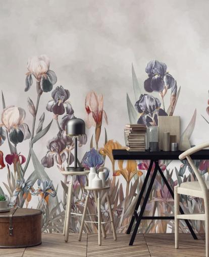 Fotobehang groeiende iris bloemen