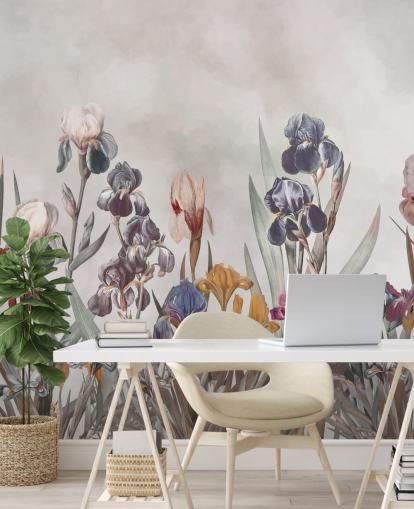 growing iris floral wall mural