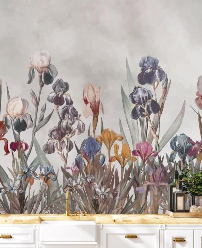 growing iris floral wall mural