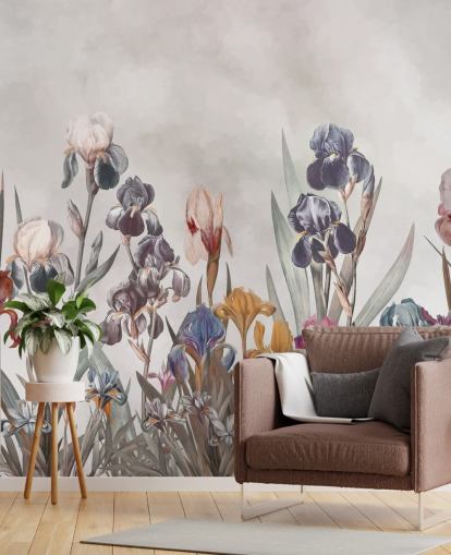 growing iris floral wall mural growing iris floral wall mural