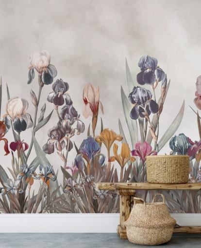 growing iris floral wall mural