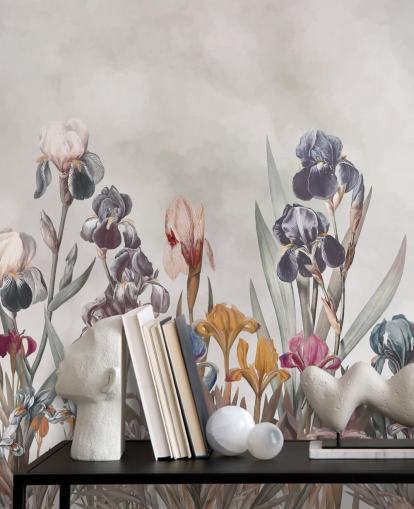 growing iris floral wall mural