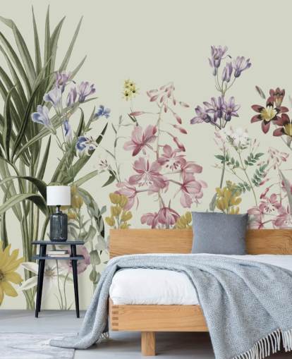 colorful customizable floral wallpaper by Marina Stupakova for bedrooms