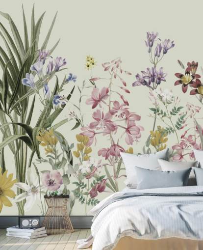 farverigt tilpasselig blomstertapet af Marina Stupakova til soveværelser
