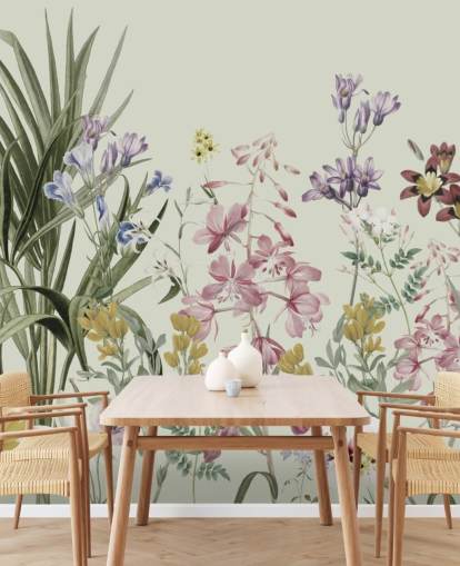 färgglada anpassningsbara blommiga tapeter av Marina Stupakova för sovrum