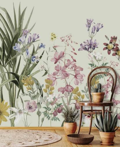 farverigt tilpasselig blomstertapet af Marina Stupakova til soveværelser