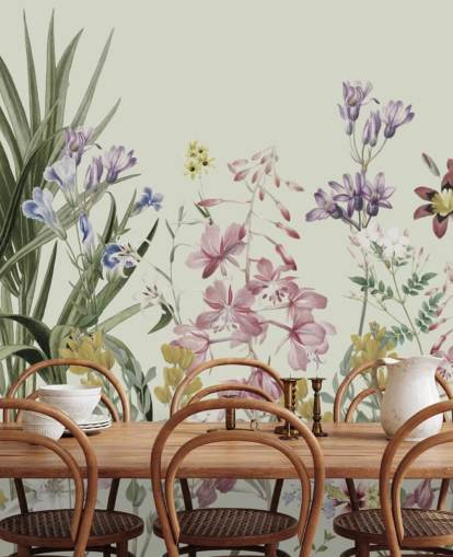 colourful customisable floral wallpaper by Marina Stupakova for bedrooms