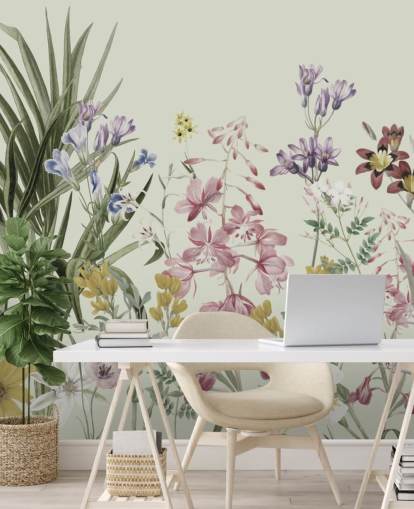 papier peint floral coloré personnalisable de Marina Stupakova pour les chambres