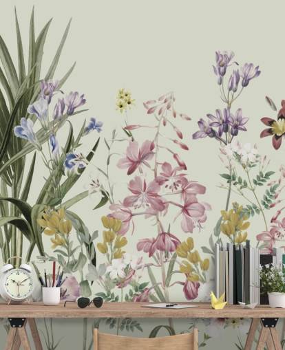 colourful customisable floral wallpaper by Marina Stupakova for bedrooms