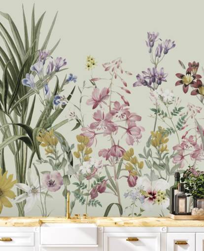 colorido papel pintado floral personalizable de Marina Stupakova para dormitorios