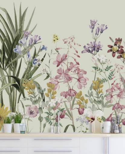 färgglada anpassningsbara blommiga tapeter av Marina Stupakova för sovrum