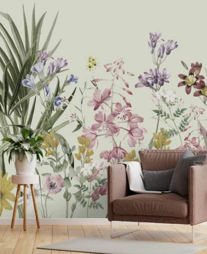 colorful customizable floral wallpaper by Marina Stupakova for bedrooms