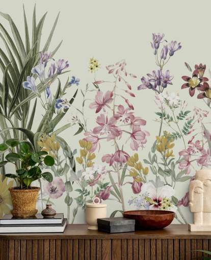 papier peint floral coloré personnalisable de Marina Stupakova pour les chambres