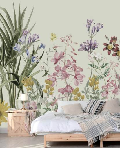 colorful customizable floral wallpaper by Marina Stupakova for bedrooms