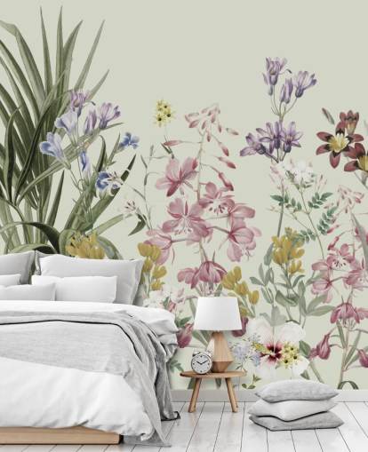 colourful customisable floral wallpaper by Marina Stupakova for bedrooms