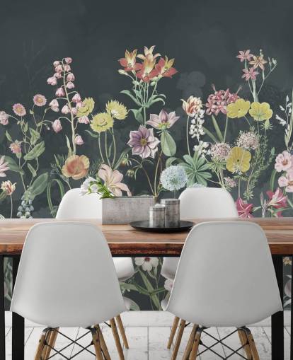 primulas wallpaper mural with dark background primulas wallpaper mural with dark background