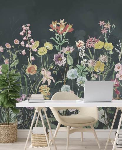 primulas wallpaper mural with dark background primulas wallpaper mural with dark background