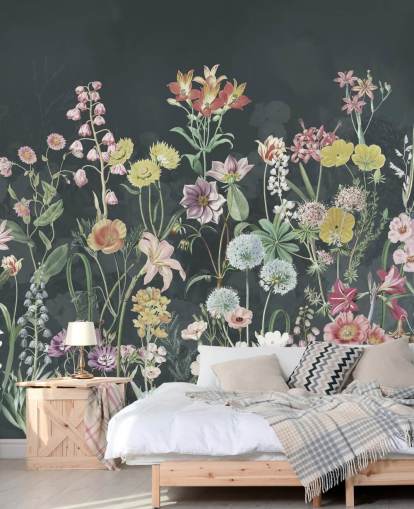 mural de papel de parede primulas com fundo escuro mural de papel de parede primulas com fundo escuro