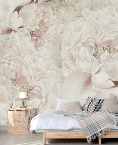 grande fresque murale florale avec des pivoines roses blush de Marina Stupakova pour les chambres grande fresque murale florale avec des pivoines roses blush de Marina Stupakova pour les chambres