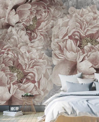 papier peint de grandes pivoines rose poudré de Marina Stupakova pour les chambres papier peint de grandes pivoines rose poudré de Marina Stupakova pour les chambres