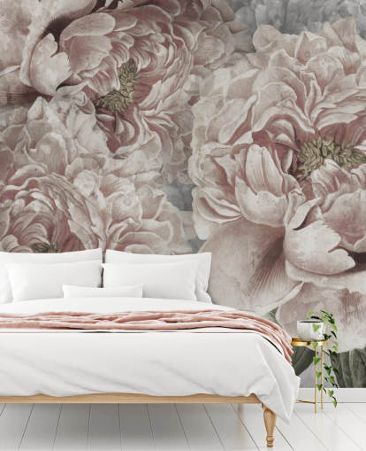 papel de parede de peônias grandes rosa blush de Marina Stupakova para quartos papel de parede de peônias grandes rosa blush de Marina Stupakova para quartos