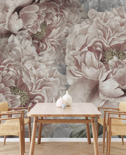 blush pink large peonies wallpaper by Marina Stupakova for bedrooms