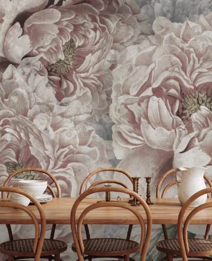 papel pintado de peonías grandes de color rosa rubor de Marina Stupakova para dormitorios papel pintado de peonías grandes de color rosa rubor de Marina Stupakova para dormitorios