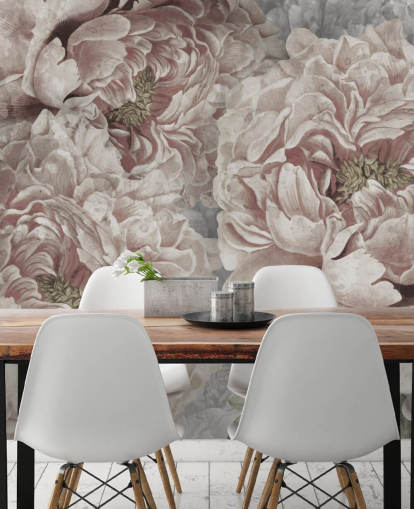 blush roze grote pioenrozen behang van Marina Stupakova voor slaapkamers blush roze grote pioenrozen behang van Marina Stupakova voor slaapkamers