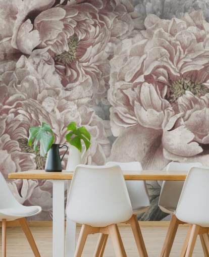 papel de parede de peônias grandes rosa blush de Marina Stupakova para quartos
