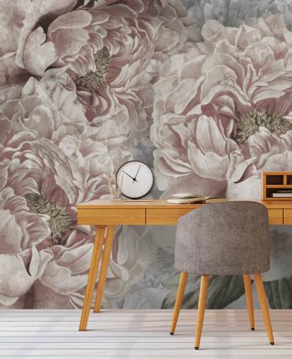 blush pink large peonies wallpaper by Marina Stupakova for bedrooms