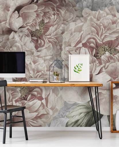 blush pink large peonies wallpaper by Marina Stupakova for bedrooms