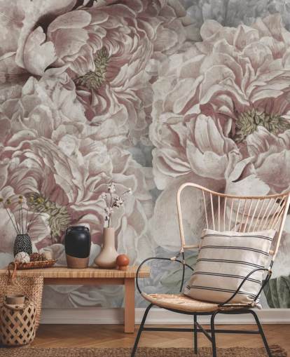 blush pink large peonies wallpaper by Marina Stupakova for bedrooms