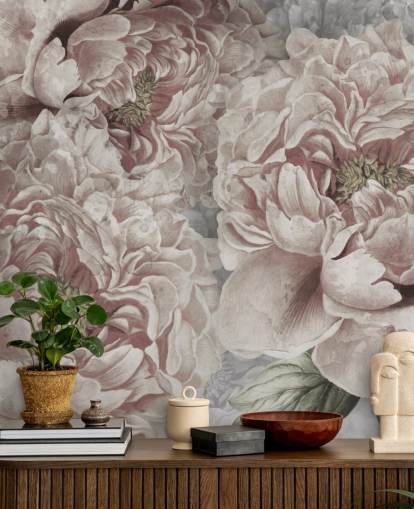 papier peint de grandes pivoines rose poudré de Marina Stupakova pour les chambres papier peint de grandes pivoines rose poudré de Marina Stupakova pour les chambres