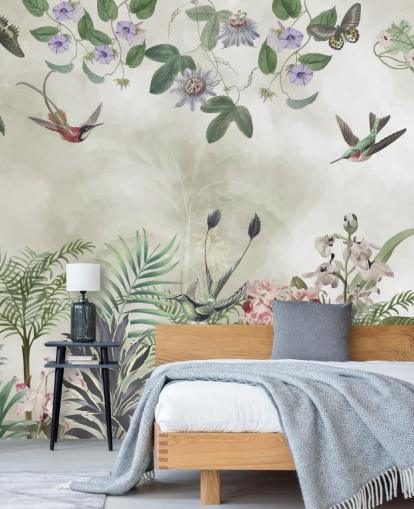 personalisierbares tropisches Blumen- und Vogelwandbild von Marina Stupakova personalisierbares tropisches Blumen- und Vogelwandbild von Marina Stupakova