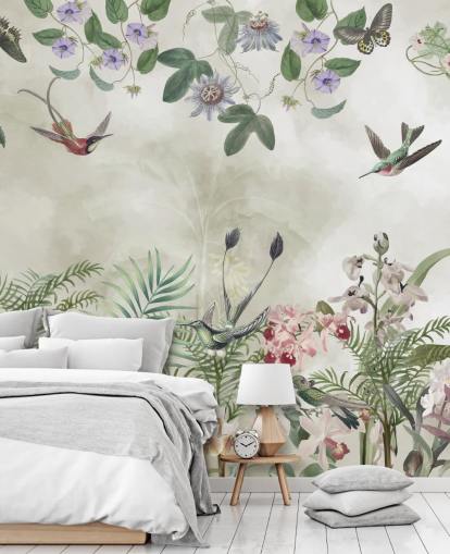 personalisierbares tropisches Blumen- und Vogelwandbild von Marina Stupakova personalisierbares tropisches Blumen- und Vogelwandbild von Marina Stupakova