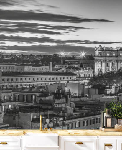 svart og hvitt panoramavegg av Roma