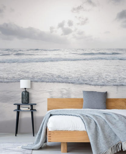 carta da parati da spiaggia personalizzabile bianca chiamata Tranquil Beach View di Assaf Frank