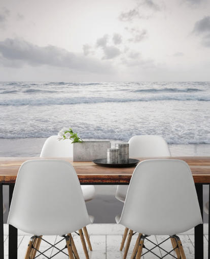 hvitt tilpassbart strandtapet kalt Tranquil Beach View av Assaf Frank
