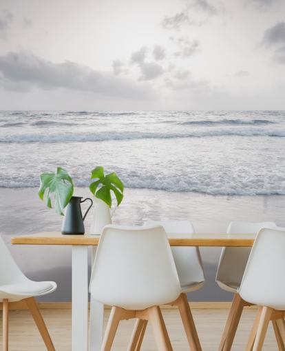 carta da parati da spiaggia personalizzabile bianca chiamata Tranquil Beach View di Assaf Frank carta da parati da spiaggia personalizzabile bianca chiamata Tranquil Beach View di Assaf Frank