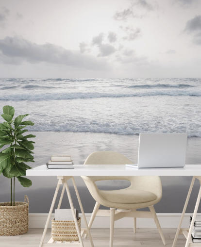 white customizable beach wallpaper called Tranquil Beach View by Assaf Frank