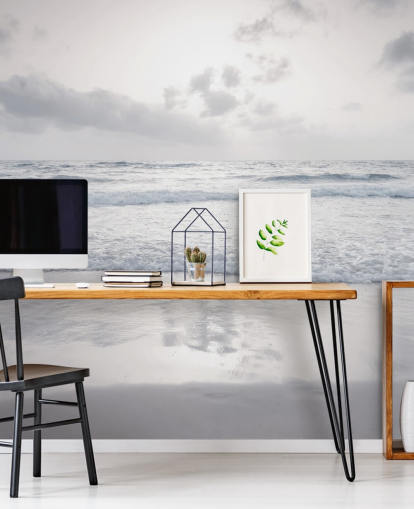 white customisable beach wallpaper called Tranquil Beach View by Assaf Frank