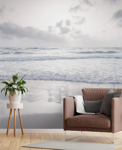 white customizable beach wallpaper called Tranquil Beach View by Assaf Frank