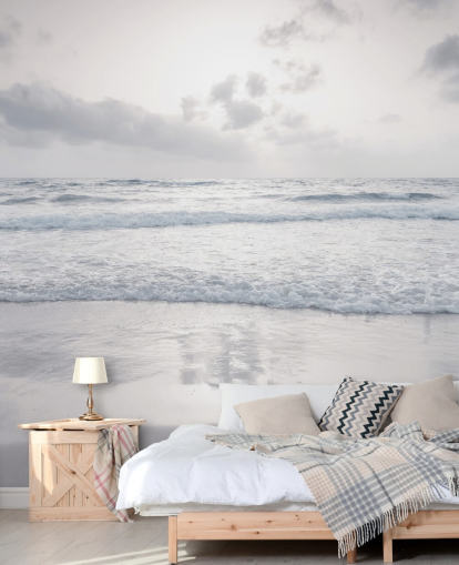 papel de parede de praia branco personalizável chamado Tranquil Beach View de Assaf Frank